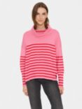 Saint Tropez Grila Stripe Cowl Neck Jumper, Chateau Rose/Red