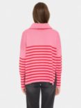 Saint Tropez Grila Stripe Cowl Neck Jumper, Chateau Rose/Red