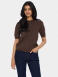 Saint Tropez Mila Short Sleeve Jumper, Dark Oak