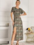 Jolie Moi Dalilah Animal Print Maxi Dress, Green Animal