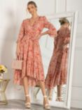 Jolie Moi Geelan Floral Tiered Hem Dress, Pink