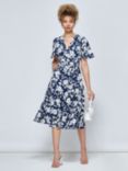 Jolie Moi Wylla Floral Wrap Midi Dress, Navy/White, Navy/White