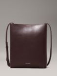 Calvin Klein Logo Leather Crossbody Bag, Raisin