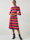 L.K.Bennett Alice Stripe Metallic Knit Frill Midi Dress, Multi