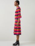 L.K.Bennett Alice Stripe Metallic Knit Frill Midi Dress, Multi