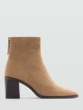 Mango Gloria Suede Ankle Boots, Beige