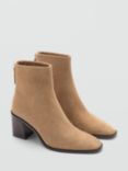 Mango Gloria Suede Ankle Boots, Beige