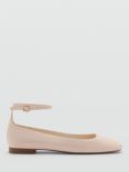 Mango Gigi Patent Anklet Ballerina Pumps, Light Beige