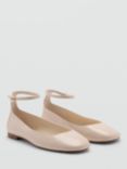 Mango Gigi Patent Anklet Ballerina Pumps, Light Beige