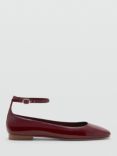 Mango Gigi Patent Anklet Ballerina Pumps, Dark Red