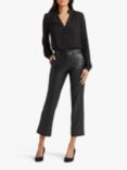 NYDJ Faux Leather Straight Ankle Grazer Trousers, Black