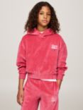 Tommy Hilfiger Kids' Script Velour Hoodie, Heritage Pink