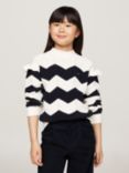 Tommy Hilfiger Kids' Wavy Stripe Jumper, Ivory Petal Stripe