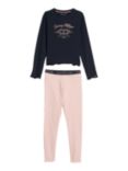 Tommy Hilfiger Kids' Logo Long Sleeve Pyjama Set, Soft Rose/Desert Sky