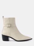 Mint Velvet Leather Buckled Ankle Boots, Cream