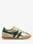 Gola Torpedo Leather Glimmer Trainers, Gold/Evergreen