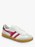 Gola Viper Leather Trainers, White/Fuchsia/Evergreen