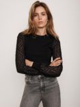 Mint Velvet Woven Sleeve Jumper, Black