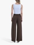 James Lakeland Pintuck Wide Leg Trousers, Brown