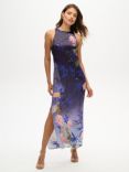 Superdry Floral Satin Maxi Dress, Blue/Multi