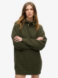 Superdry Tattoo Rhinestone Hooded Dress, Carbon Black, Army Khaki