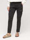 Superdry Mid Rise Slim Cargo Trousers, Black