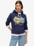 Superdry New York Vintage Logo Graphic Organic Cotton Blend Hoodie, Rich Navy