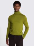 Moss Merino Wool Blend Roll Neck Jumper, Olive