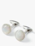 Simon Carter Rondo Rainbow Moonstone Cufflinks, Silver/White