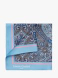 Simon Carter Paisley Silk Pocket Square, Light Blue/Multi