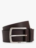 BOSS Rich Grain Italian Leather Belt, Dark Brown