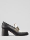 L.K.Bennett Joss Leather Chunky Heeled Welt Loafers, Black/Multi