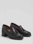 L.K.Bennett Manon Leather Heeled Loafers, Black