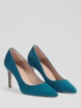 L.K.Bennett Floret Pointed Toe Suede Court Shoes, Teal