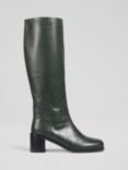 L.K.Bennett Claude Leather Knee High Boots, Dark Green