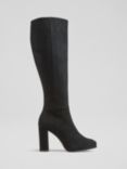 L.K.Bennett Darby Suede Heeled Knee High Boots, Black