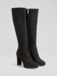 L.K.Bennett Darby Suede Heeled Knee High Boots, Black