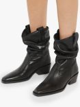 Dune Prims Leather Slouchy Pointed Boots, Black