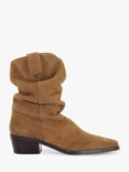 Dune Prims Suede Slouchy Western Boots, Sand