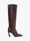 Dune Sliding Leather Knee High Boots, Burgundy