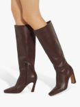 Dune Sliding Leather Knee High Boots, Burgundy