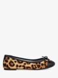 Dune Hallo Wide Fit Leather Leopard Ballerina Pumps, Multi