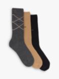 BOSS Plain & Pattern Socks Gift Set, Pack of 3, Black/Camel/Grey