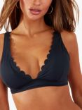 Accessorize Scalloped Trim Bikini Top, Black