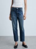 Mango High Rise Mom Jeans, Open Blue