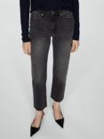 Mango Blanca Straight Crop Jeans, Black