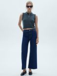 Mango Catherin Culotte High Rise Jeans, Open Blue