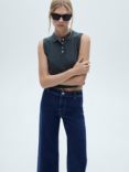 Mango Catherin Culotte High Rise Jeans, Open Blue