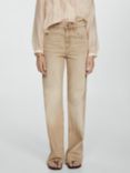 Mango Danila Wide Leg Jeans, Sand