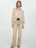 Mango Danila Wide Leg Jeans, Sand